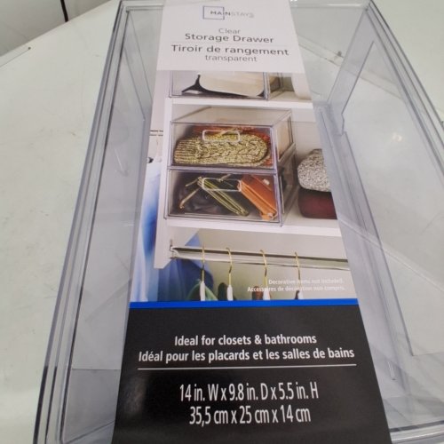 MAINSTAYS CLEAR STORAGE DRAWER - 14" X 9.8" X 5.5" - CLEAR image 2