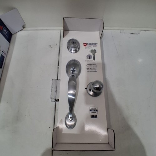 WEISER ELEMENTS KINGSWAY HANDLESET WITH YUKON KNOB - FEATURING SMARTKEY - SATIN CHROME (MODEL: 9GAC94710-002) image 3
