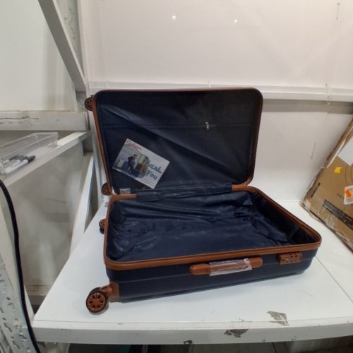 4PC COSBARN LUGGAGE SET WITH TSA LOCK AND SPINNER WHEELS - 20" / 24" / 28" - NAVY/TAN image 3