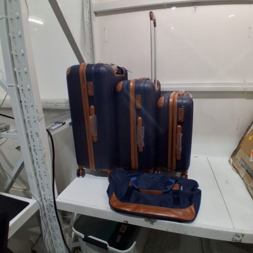 4PC COSBARN LUGGAGE SET WITH TSA LOCK AND SPINNER WHEELS - 20" / 24" / 28" - NAVY/TAN image 5