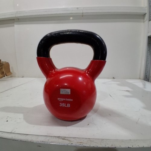 AMAZON BASICS VINYL KETTLE BALL - 35LBS - RED/BLACK image 2