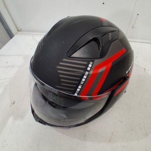 FULL FACE FLIP-UP DUAL VISOR MOTORCYCLE HELMET - SMALL - BLACK/RED (STYLE: CH-103DOT) image 3