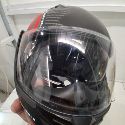 FULL FACE FLIP-UP DUAL VISOR MOTORCYCLE HELMET - SMALL - BLACK/RED (STYLE: CH-103DOT) image 4