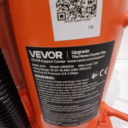 MANUAL HEAVY DUTY WELDED AIR HYDRAULIC BOTTLE JACK WITH PUMP - 20TON - ORANGE (MODEL: MR8004) image 4