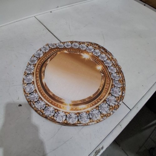 20PK FLAT PRINTING GOLDEN DIAMOND ROUND PLATE MAT -16" - GOLD image 2