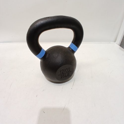 YES4ALL POWDER COATED CAST IRON COMPETITION KETTLEBELL WITH WIDE HANDLES & FLAT BOTTOMS - 26LBS - BLACK/BLUE - (MODEL: SD7M) image 2