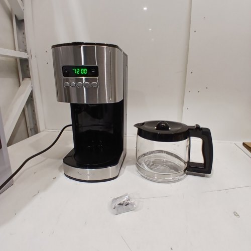 KENMORE AROMA CONTROL PROGRAMMABLE LCD COFFEE MAKER WITH REUSABLE FILTER - 12 CUP GLASS CARAFE - BLACK/BRUSHED STAINLESS (MODEL: KKCM12B) image 3