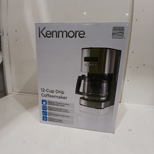 KENMORE AROMA CONTROL PROGRAMMABLE LCD COFFEE MAKER WITH REUSABLE FILTER - 12 CUP GLASS CARAFE - BLACK/BRUSHED STAINLESS (MODEL: KKCM12B) image 4