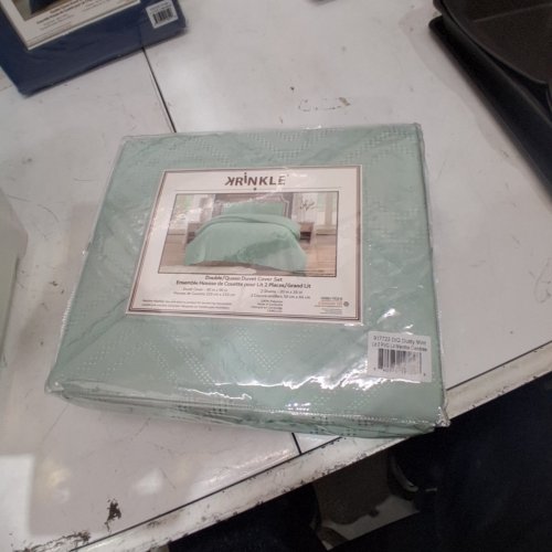 3PC KRINKLE DUVET COVER SET - DOUBLE / QUEEN - DUSTY MINT (MODEL: 917719) image 2