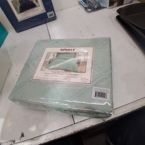 3PC KRINKLE DUVET COVER SET - DOUBLE / QUEEN - DUSTY MINT (MODEL: 917719) image 4