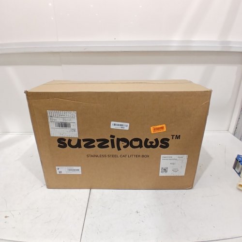 SUZZIPAWS 8" DEEP ENCLOSED CAT LITTER BOX WITH LID - 23.6" X 16" - STAINLESS STEEL/GREY - (MODEL : CP-MLB01) image 2