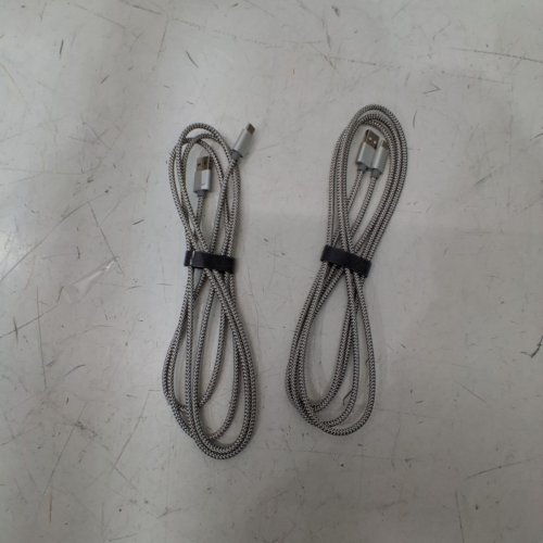 2PK BRAIDED FAST CHARING USB CHARGING CABLES - 6.6FT - SILVER image 2