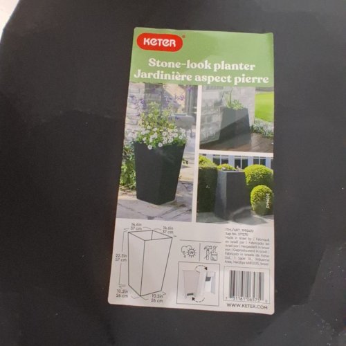 KETER STONE-LOOK TAPERED PLANTER - 22.5" - BLACK (MODEL: 1992432) image 4