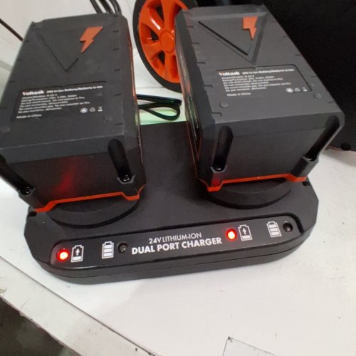 VOLTASK CORDLESS ELECTRIC SNOW SHOVEL WITH CHARGER AND LED LIGHTS - 16" - 48V - BLACK/ORANGE (MODEL: CSS004-160) image 2