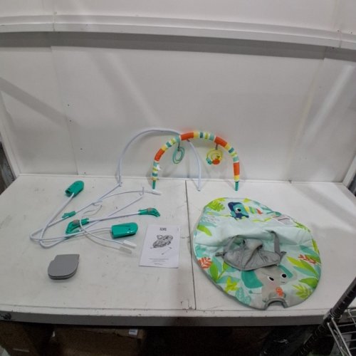 BRIGHT STARTS RAINFOREST VIBES PORTABLE 3-POINT HARNESS BOUNCER WITH TOY-BAR - RAINFOREST VIBES (MODEL: 12227) image 2