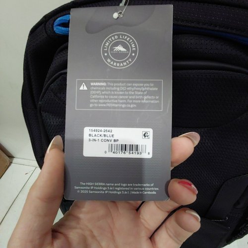 HIGH SIERRA LIGHT WEIGHT BACKPACK - 18" - BLACK/BLUE image 3