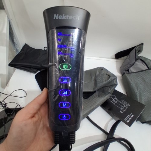 UNISEX NEKTECK LEG MASSAGER FOR CIRCULATION & PAIN RELIEF WITH AIR COMPRESSION FOOT CALF THIGH MASSAGER WITH 2 HEAT & 3 VIBRATION FUNCTIONS WITH 6 MODES 3 INTENSITIES - BLACK/GRAY - (MODEL: FE-7208) image 2