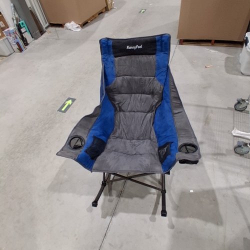 SUNNYFEEL OVERSIZED FOLDING PADDED CAMPING ROCKING CHAIR - 500LB MAX - BLUE SUEDE (MODEL: AC2026D) image 2