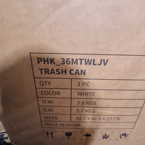 GARVEE STAINLESS STEEL ROUND OPEN TOP COMMERCIAL TRASH CAN WITH REMOVEABLE INNER BUCKET - 40L - WHITE/BLACK (MODEL: PHK_36MTWLJV) image 2