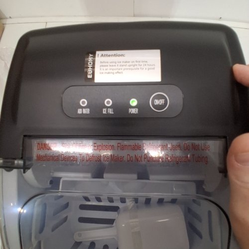 EUHOMY COUNTERTOP ICE MAKER MACHINE WITH HANDLE, BASKET AND SCOOP - MAKES 26LB/DAY - BLACK (MODEL: IM001-BBL-CAEH) image 2