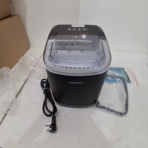 EUHOMY COUNTERTOP ICE MAKER MACHINE WITH HANDLE, BASKET AND SCOOP - MAKES 26LB/DAY - BLACK (MODEL: IM001-BBL-CAEH) image 3