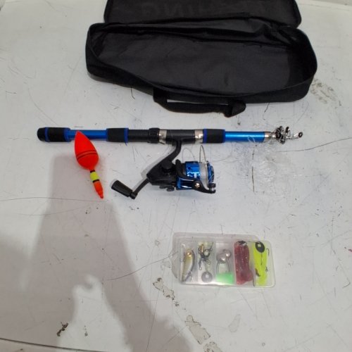 KID'S TELESCOPIC FISHING ROD & REEL WITH ACCESSORIES - 5FT - BLACK / BLUE / SILVER (MODEL : B0FZJZR4PD) image 2