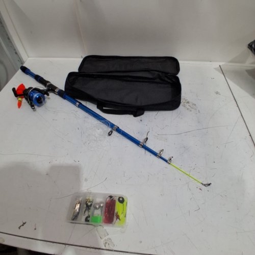 KID'S TELESCOPIC FISHING ROD & REEL WITH ACCESSORIES - 5FT - BLACK / BLUE / SILVER (MODEL : B0FZJZR4PD) image 6