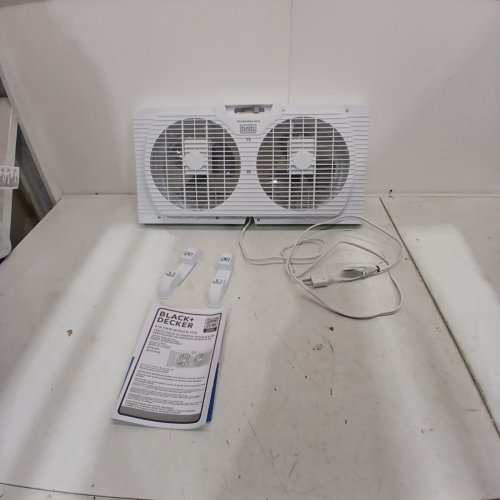 BLACK+DECKER DUAL WINDOW FAN FOR WINDOW SCREEN WITH 2 SPEED SETTINGS, TWIN WINDOW FAN WITH MECHANICAL CONTROLS AND REMOVABLE LEGS, HORIZONTAL COOLING FAN FOR WINDOW - 9" - WHITE (MODEL: BFW9M) image 3