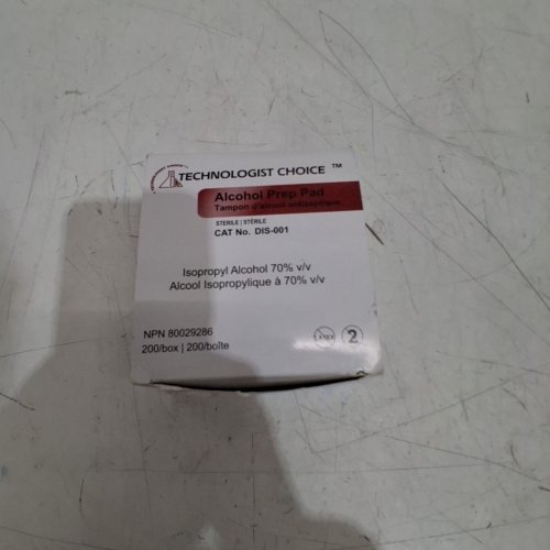 TECHNOLOGIST CHOICE STERILE ALCOHOL PREP PADS - 70% ISOPROPYL ALCOHOL - 200 PADS (MODEL: DIS-001) image 2