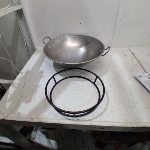 BASS PRO SHOPS STEEL WOK AND STAND 18" - BLACK/STAINLESS STEEL image 2