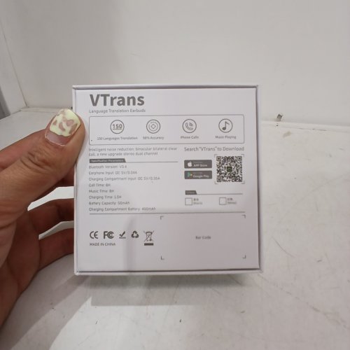 VTRANS LANGUAGE TRANSLATION WIRELESS BLUETOOTH AI EARBUDS - 400 MAH CHARGING CASE BATTERY - BLACK image 2