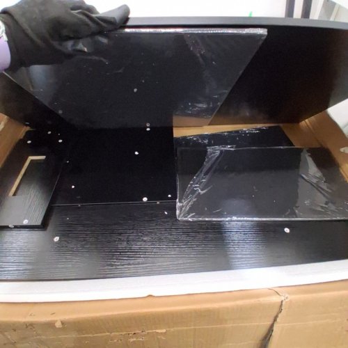 SOMDOT COMPUTER DESK WITH 6 DRAWERS, BUILT-IN OUTLET, AND LED LIGHT STRIP - 47.2" - BLACK (MODEL: DK111C05) image 8
