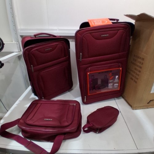 4PC JETSTREAM ATLANTIC SOFTSIDE LUGGAGE SET WITH TOTE AND TOILETRY BAG - BURGUNDY image 3