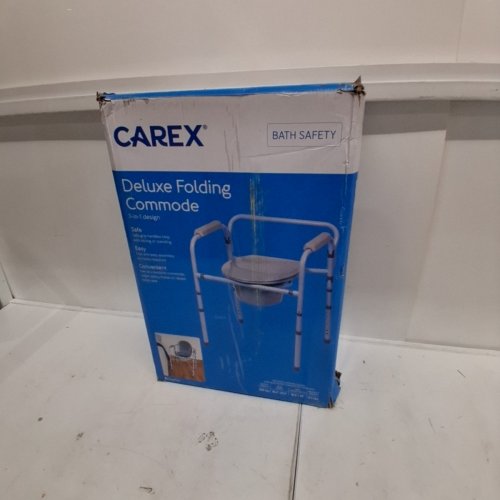 CAREX DELUXE 3-IN-1 FOLDING COMMODE/PORTABLE TOILET FOR CAMPING - 300LB CAPACITY - GREY (MODEL: ‎B341CA) image 2