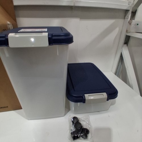 2PC IRIS AIRTIGHT PET FOOD STORAGE CONTAINER - 33 QT & 12 QT - BLUE / CLEAR (MODEL: MP-8/MP-1) image 3