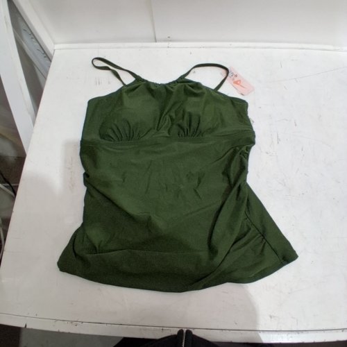 WOMENS HIGH NECK TANKINI SWIMSUIT TOP - 2XL - GREEN image 2