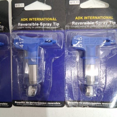 6PC AIRLESS PAINT SPRAYER TIPS WITH 2 GUARDS - 213/315/417/515/517/523 - BLUE/SILVER image 4