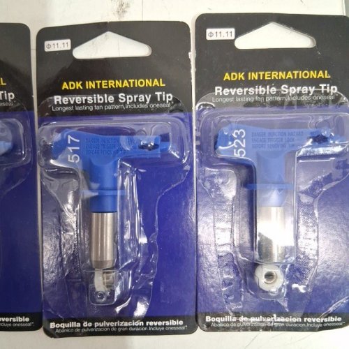 6PC AIRLESS PAINT SPRAYER TIPS WITH 2 GUARDS - 213/315/417/515/517/523 - BLUE/SILVER image 5
