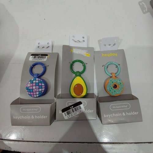 3 ASSORTED HEYDAY AIRTAG HOLDER AND KEYCHAIN - DOUGHNUT / AVOCADO / DISCO BALL image 2