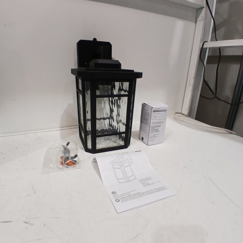 GOOD EARTH LIGHTING OUTDOOR WALL LANTERN - 8W - 800LM - 2700K - 9" X 9" X 7.5" - BLACK (MODEL: 1485002) image 2