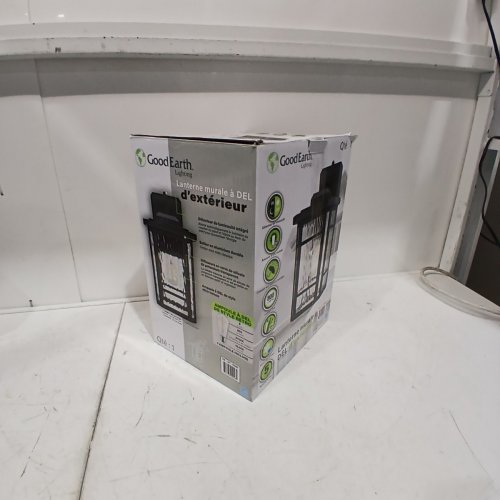 GOOD EARTH LIGHTING OUTDOOR WALL LANTERN - 8W - 800LM - 2700K - 9" X 9" X 7.5" - BLACK (MODEL: 1485002) image 3
