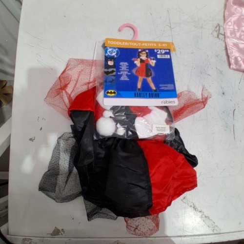 6PC TODDLER RUBIES DC HARLEY QUINN COSTUME - 3-4T - RED / BLACK image 2