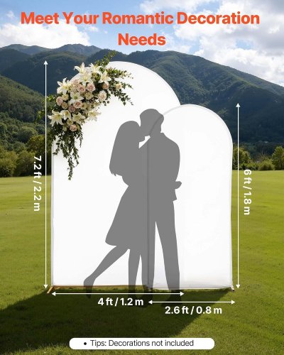 VEVOR ARCH BACKDROP STAND, SET OF 2, 7.2 FT AND 6 FT, METAL ARCH BACKDROP STAND WITH COVER - GOLD (MODEL#: VEVOR ABC-7.2FT+6FT+BU) image 2