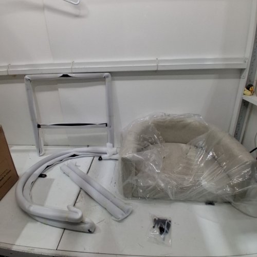 VATROS MODERN BARREL LINEN FABRIC UPHOLSTERED COUNTER HEIGHT BAR STOOL - 24.4" - BEIGE (MODEL: DMT-6-882W) image 2