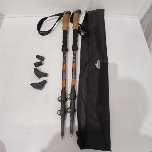 CASCADE MOUNTAIN TECH ALUMINUM ADJUSTABLE TREKKING POLES - 54" - BLACK CORK ORANGE (MODEL: TP-AL-QL-CORK-3) image 2