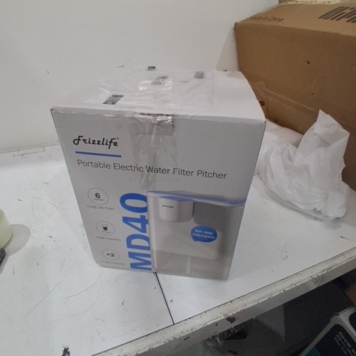 FRIZZLIFE PORTABLE ELECTRIC WATER FILTER PITCHER - 18 CUP, 8W, 5 V/2A - WHITE AND BLUE (MODEL: MD40) image 7