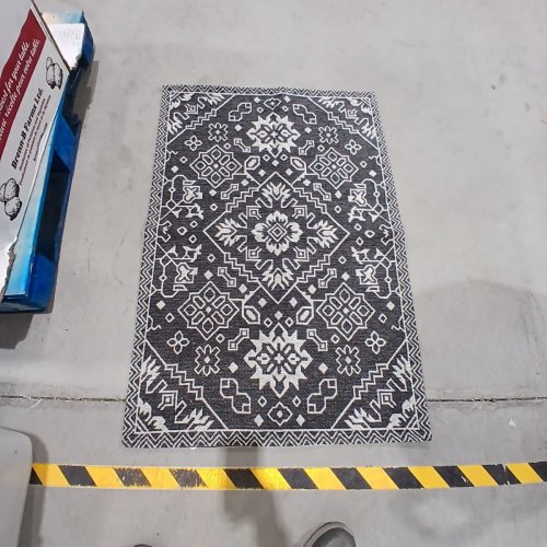 GEOMETRIC AREA RUG ENTRYWAY DOOR MAT - 45" X 40" - CHARCOAL AND WHITE image 2
