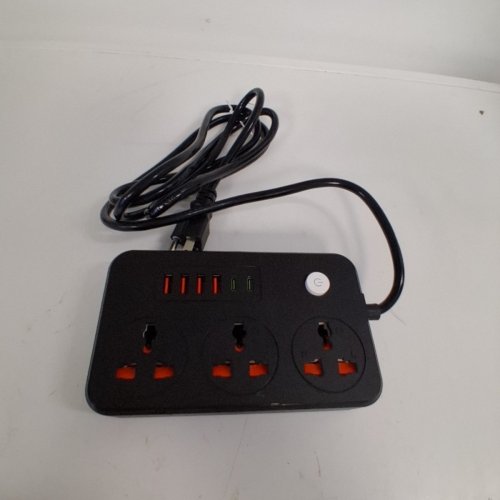 USB AND TYPE-C POWER STRIP - 3 OUTLETS, 4 USB + 2 TYPE-C, 100-220V, 10A MAX, 2500W MAX - BLACK (MODEL: CY-05) image 2