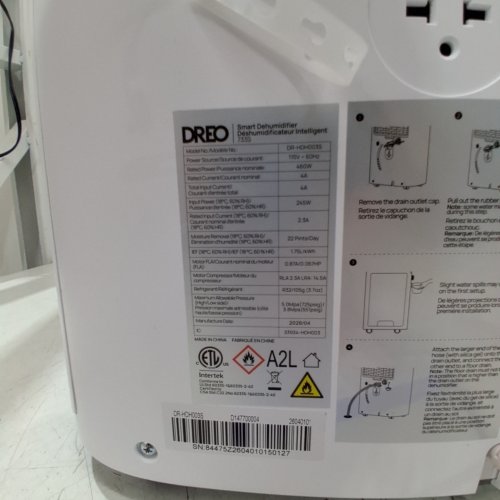 DREO 73 PINT SMART DEHUMIDIFIERS FOR BASEMENTS, HOME UP TO 2000 SQ FT - 41DB - WHITE (MODEL: DR-HDH003S) image 3
