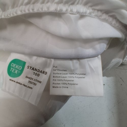 QUILTED PILLOW MATTRESS PAD - DOUBLE - WHITE image 2